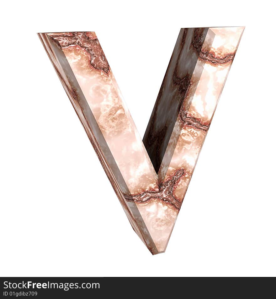 3d letter V in marble