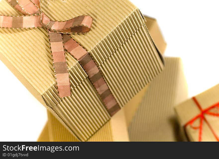 Stack of cardboard gift boxes closeup. Stack of cardboard gift boxes closeup