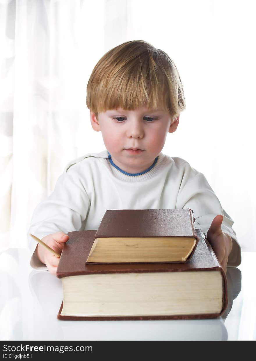 The boy with books