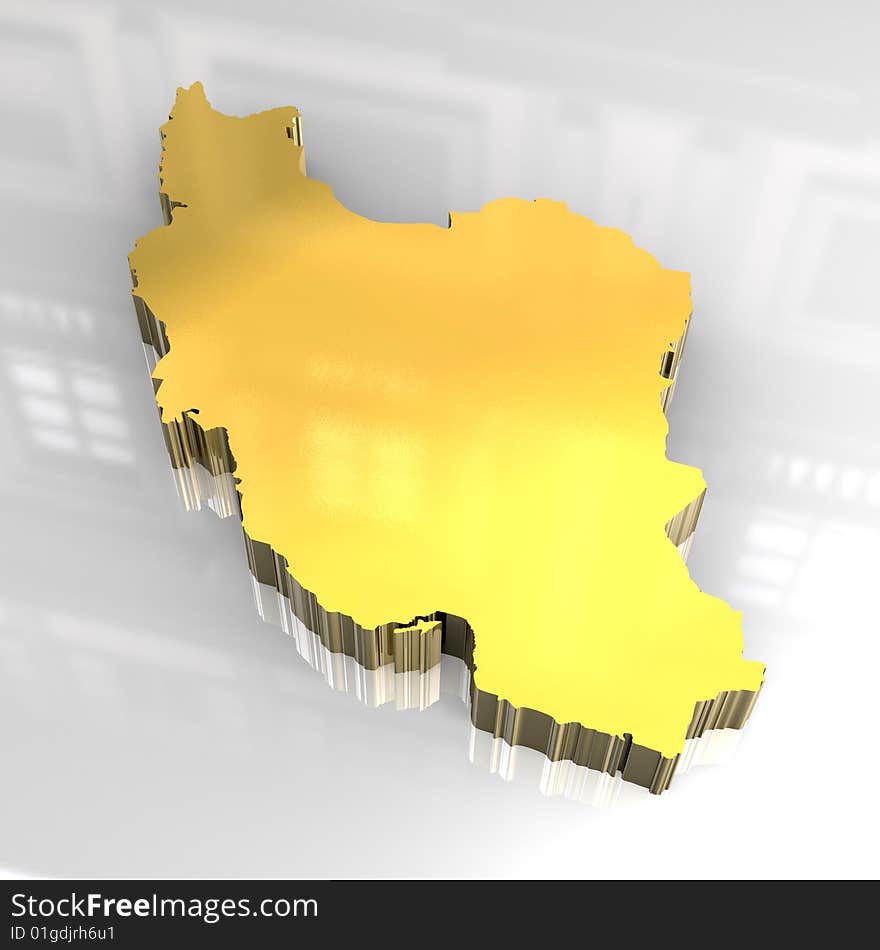 3d golden map of Iran