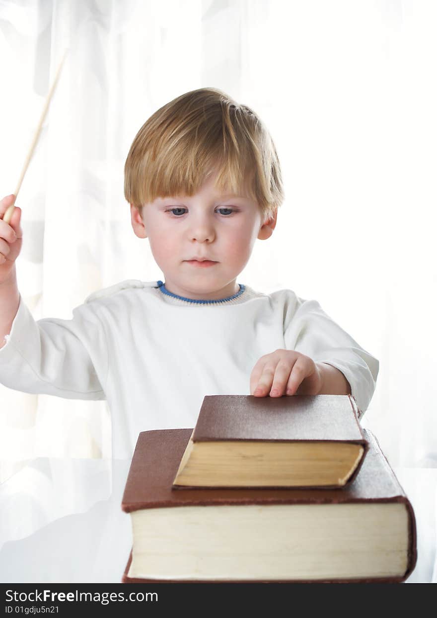 The boy with books