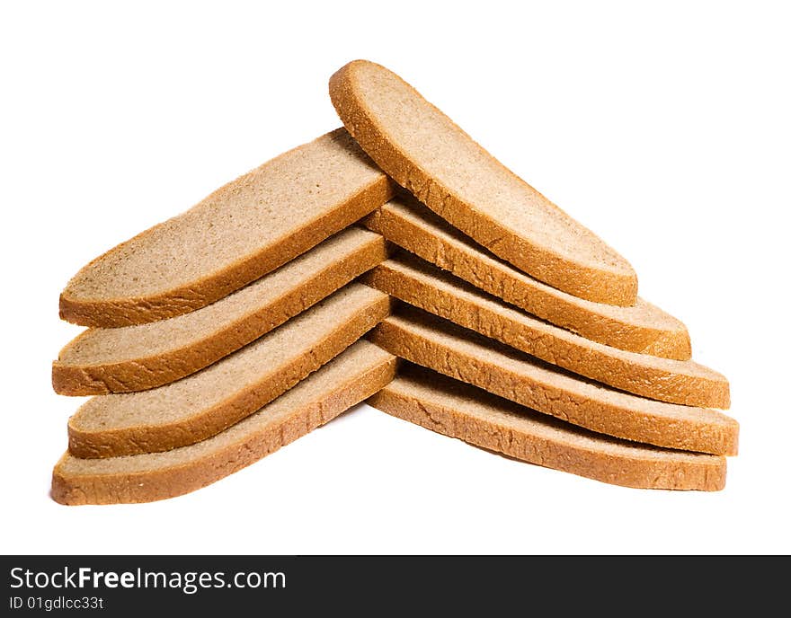 Cut bread isolated on white