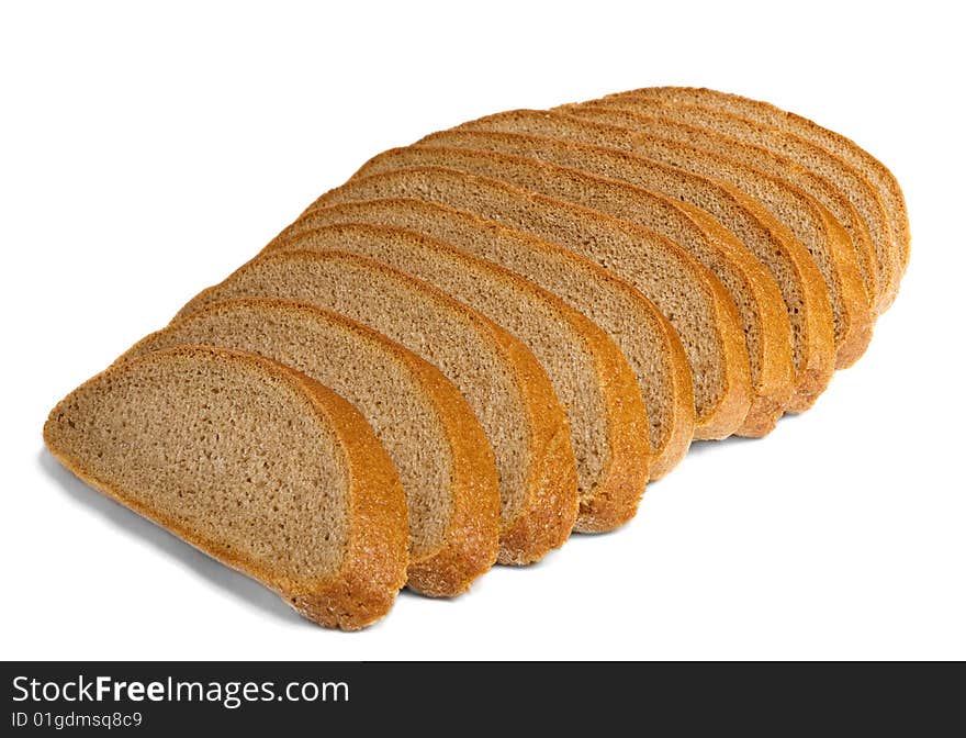 Cut bread isolated on white