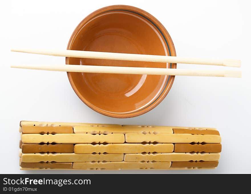 Chopstick cup lie on a support