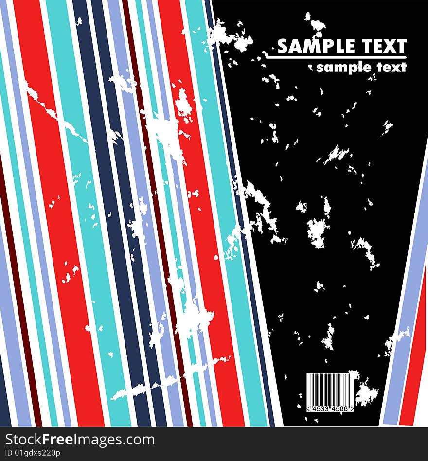 Grungy bended vector design of stripes with barcode. Grungy bended vector design of stripes with barcode