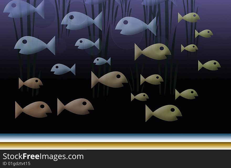 Assorted colored fish swimming back and forth. Assorted colored fish swimming back and forth