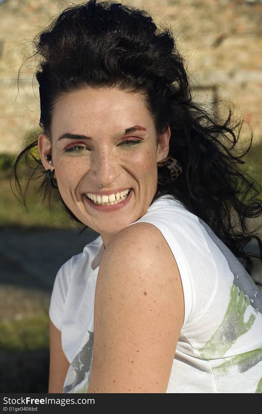 Portrait of a beautiful freckled young woman. Portrait of a beautiful freckled young woman