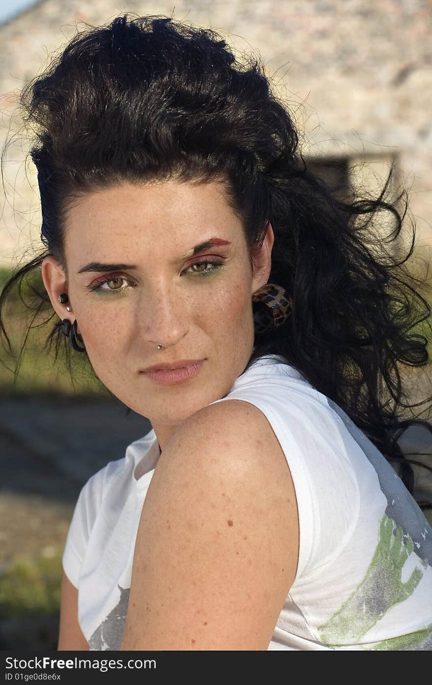 Portrait of a beautiful freckled young woman. Portrait of a beautiful freckled young woman