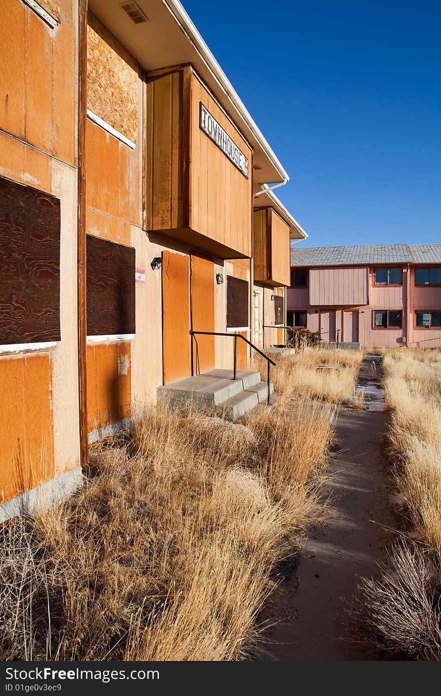 Abandoned houses in Jeffrey City, Wyoming - a Uranium-mining boomtown established around 1957, it went bust when the mine shut down in 1982 and 95% of its population fled the city.