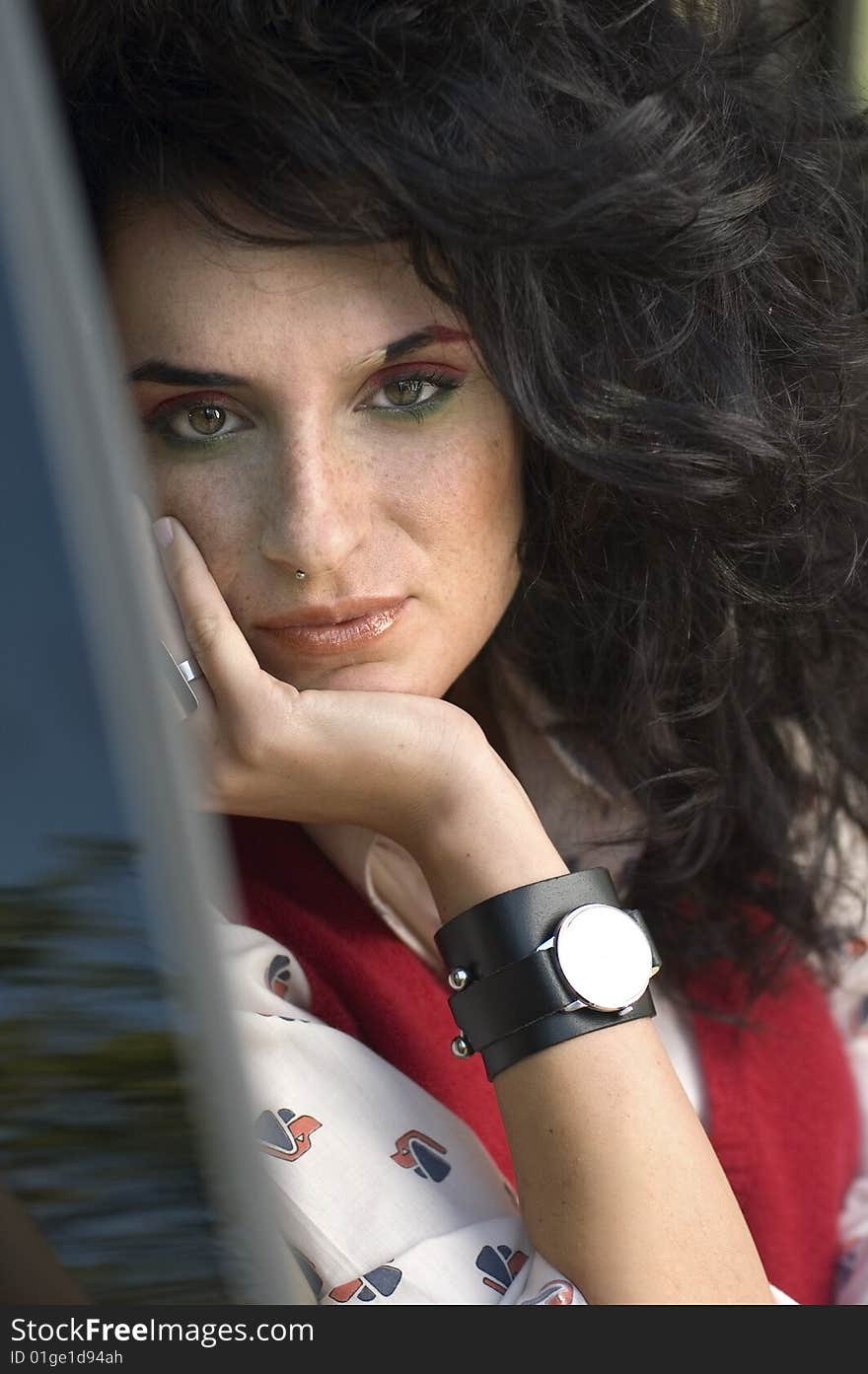 Portrait of a beautiful freckled young woman. Portrait of a beautiful freckled young woman