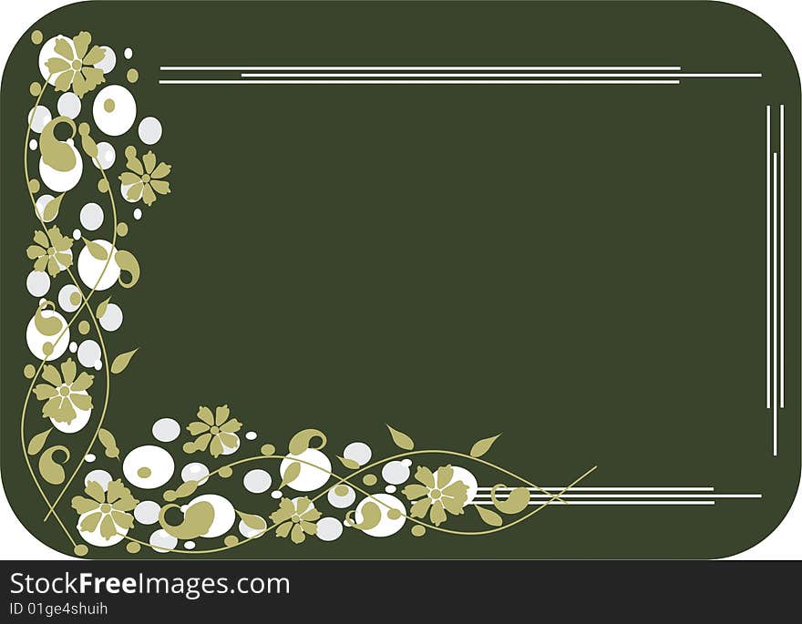 Green floral border decoration on green background