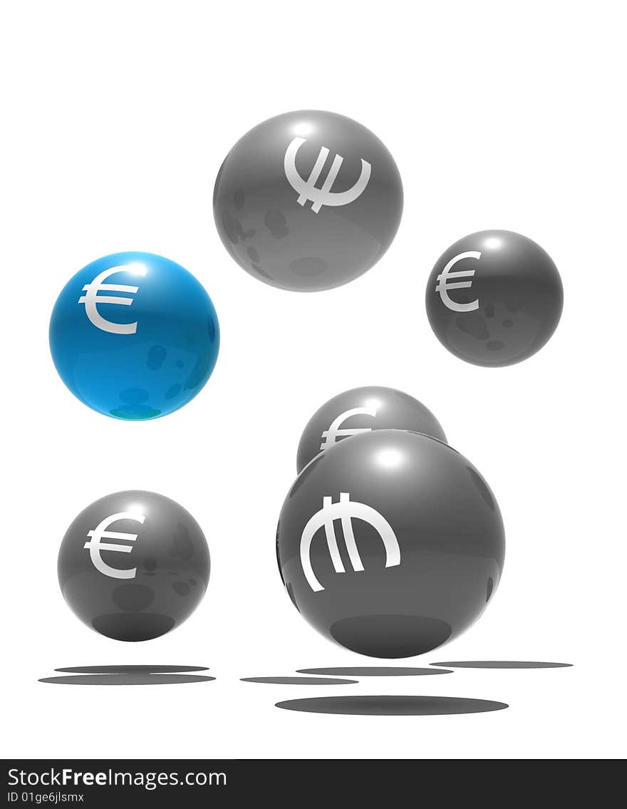 Isolated Spheres With Euro Symbol