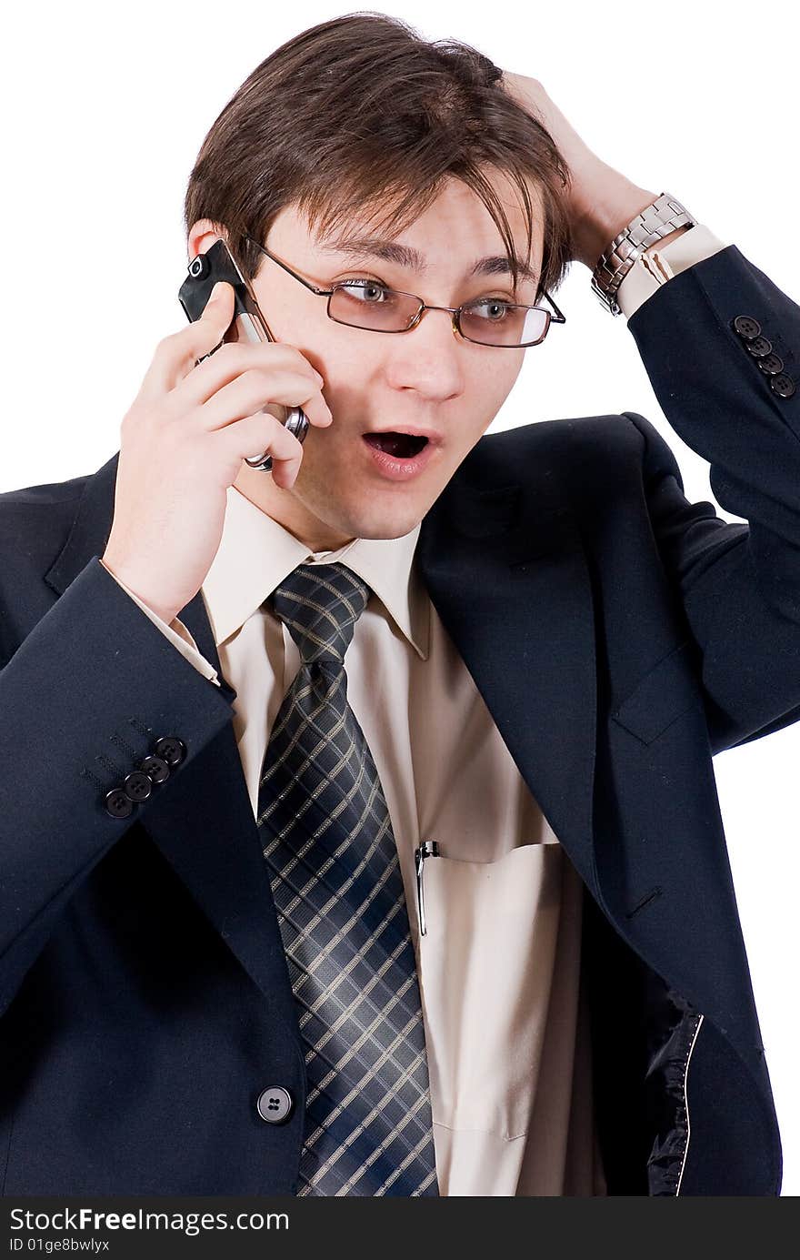 Young businessman calling by cellular phone