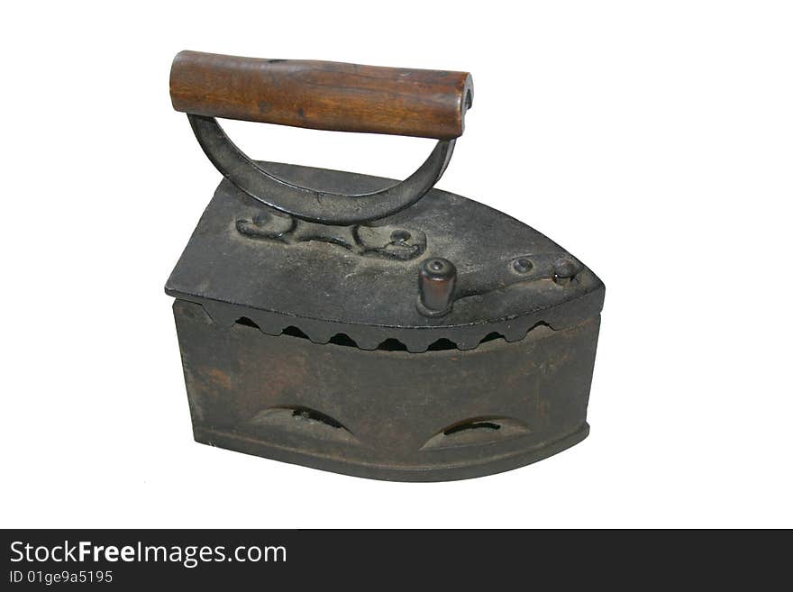 Antique iron. Done from steel. Inward mortgage conflagrant smouldering pieces of wood. By such method iron remains heat.