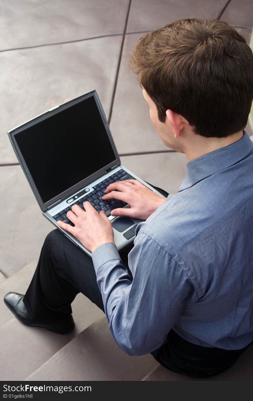 Businessman working on laptop