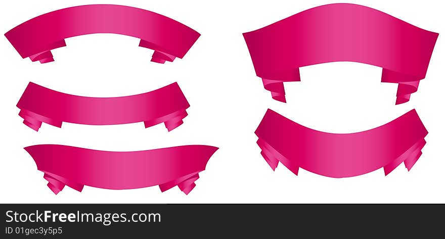 Five pink banners,vector clipart. Five pink banners,vector clipart