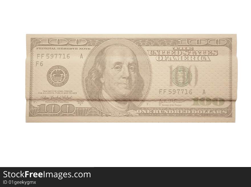 100 dollar banknote with band aid texture. 100 dollar banknote with band aid texture