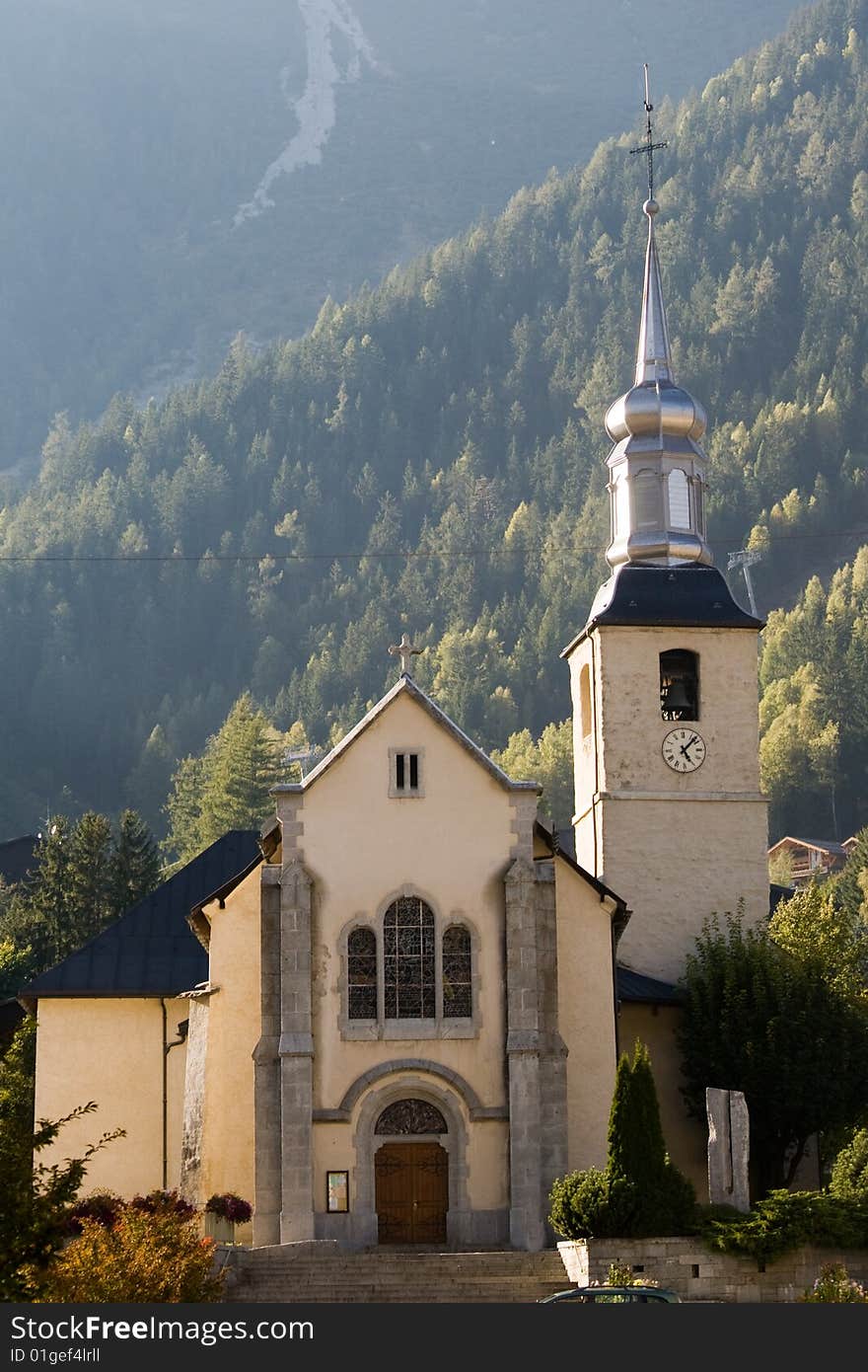 Small church in french Alps, Chamoni