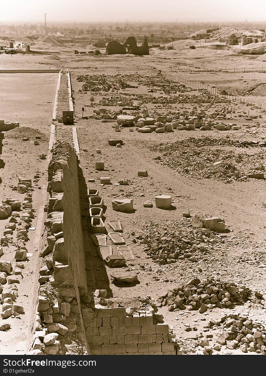 Excavation of tombs in Luxor, Egypt.  Ruins remain in heaps, untouched. Excavation of tombs in Luxor, Egypt.  Ruins remain in heaps, untouched.