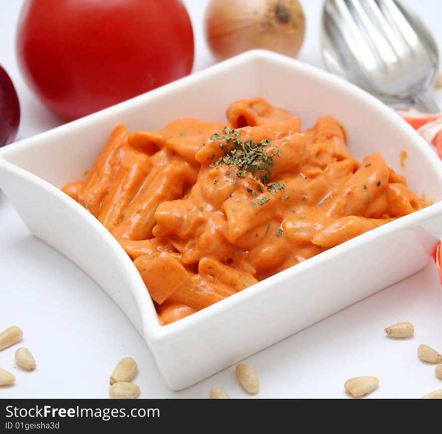 Fresh italian pasta with a tomatoe sauce. Fresh italian pasta with a tomatoe sauce