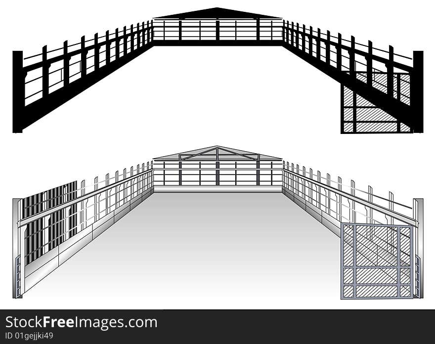 Isolated big warehouse plan on white background, vector illustration