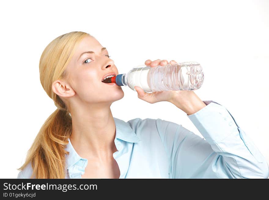 Business Woman Drinking Water