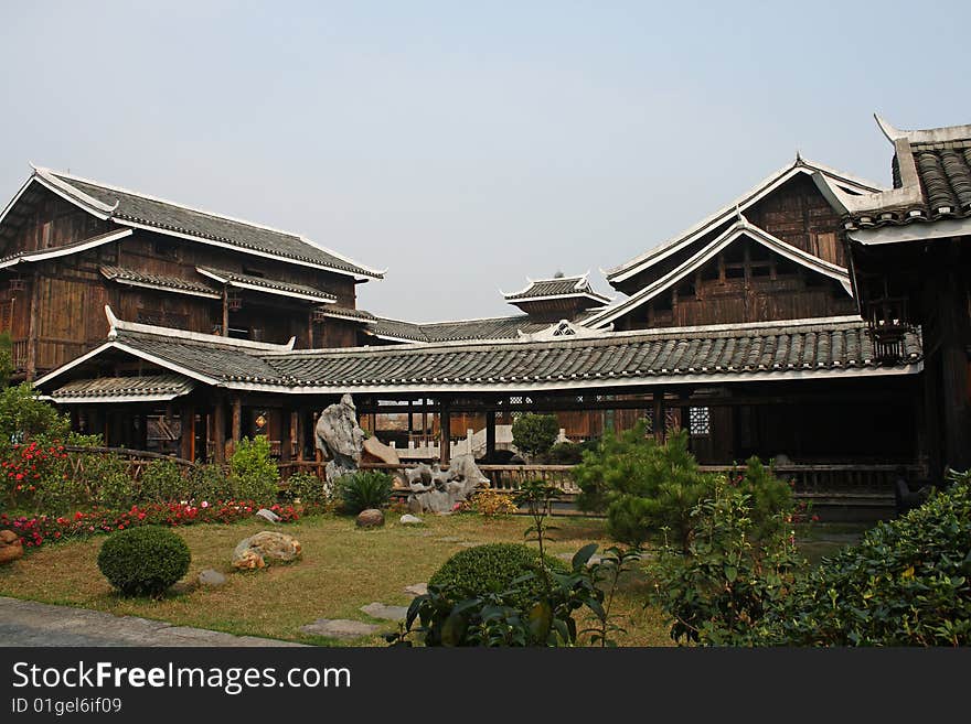 This is a chinese house. it in chinese guilin. here is the garden.