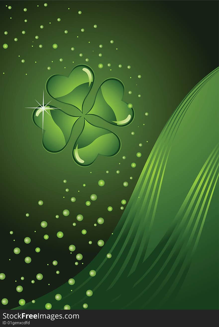 Design for St. Patrick's Day clover on a green abstract background