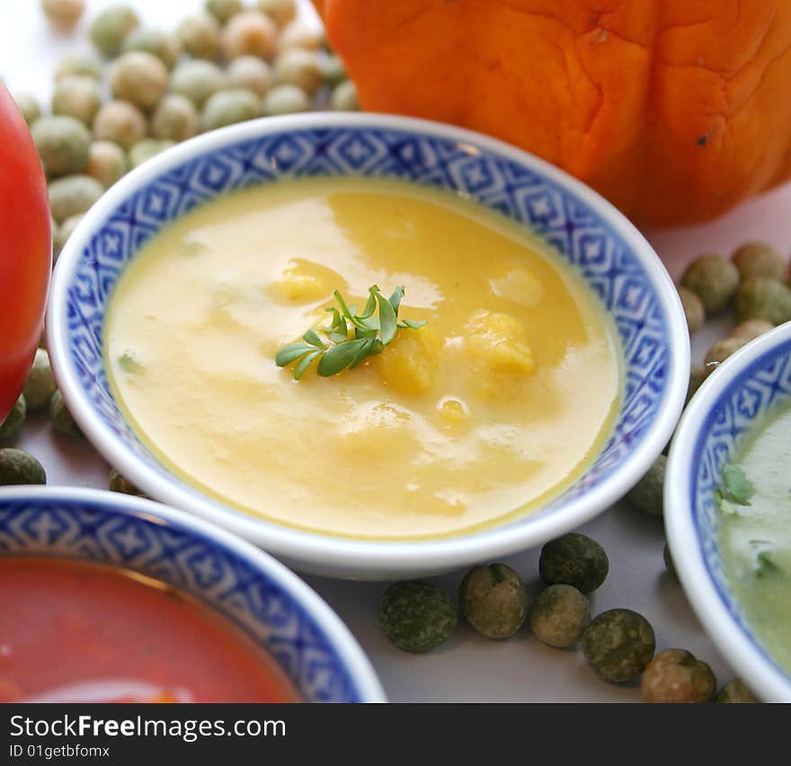 A fresh soup of a pumpkin with some spices