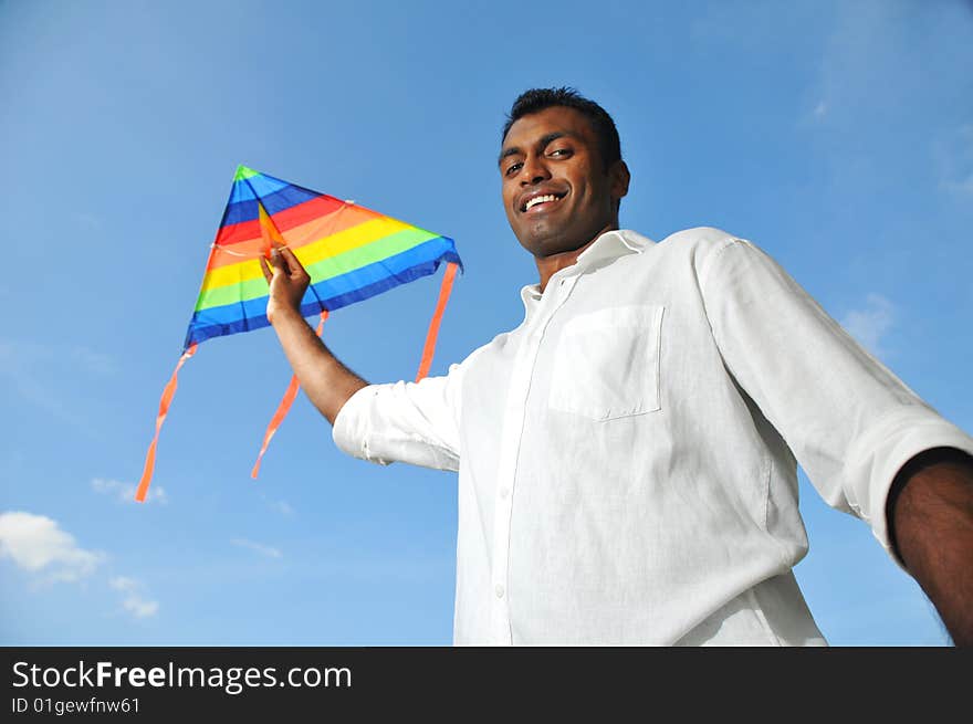 Male Indian Portrait Smiling With Kite