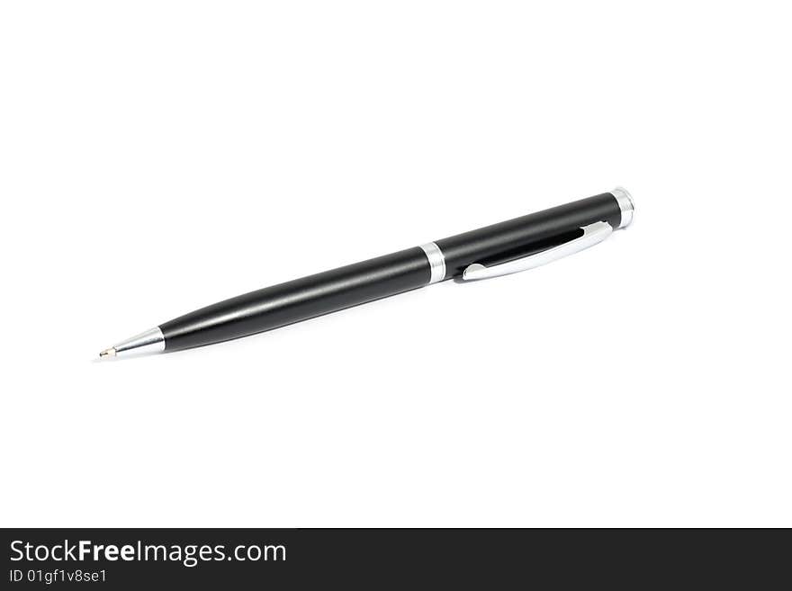 Black metallic pen isolated on white