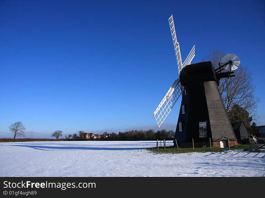 Lacey Green Windmill in the Buckinghamshire Chilterns UK photographed on a cold clear blue sky winters day. Lacey Green Windmill in the Buckinghamshire Chilterns UK photographed on a cold clear blue sky winters day.