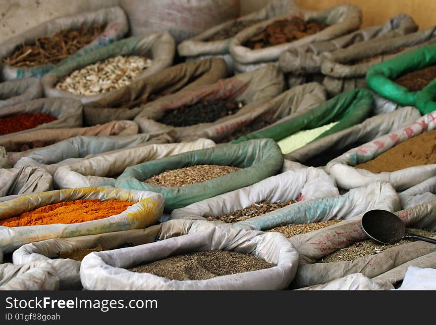 Spicery on the oriental bazaar in Xinjiang, China.