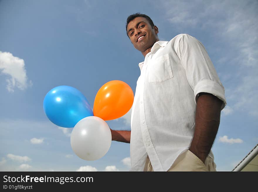 Male Portraits Holding Balloons