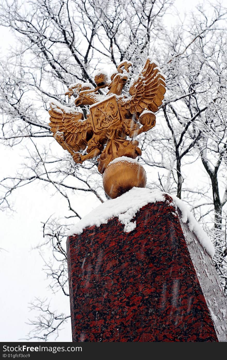 Double Eagle Under Snowfall