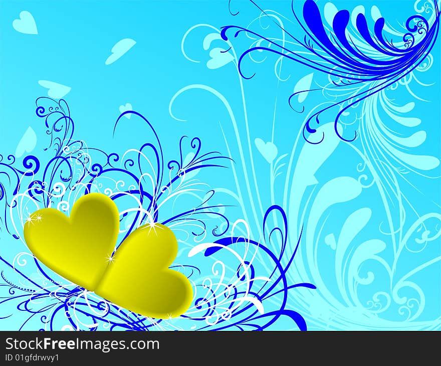 Love background with floral motif and cute love, vector illustration. Love background with floral motif and cute love, vector illustration