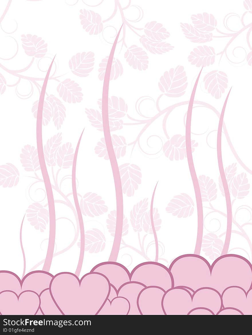 Valentines day background with hearts, vector illustration