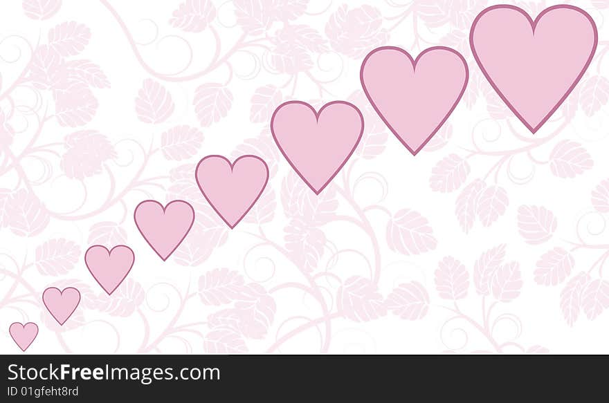 Valentines day background with hearts, vector illustration