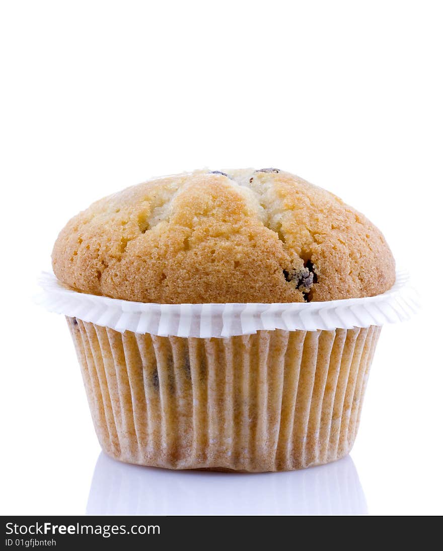 Tasty muffins isolated on white background