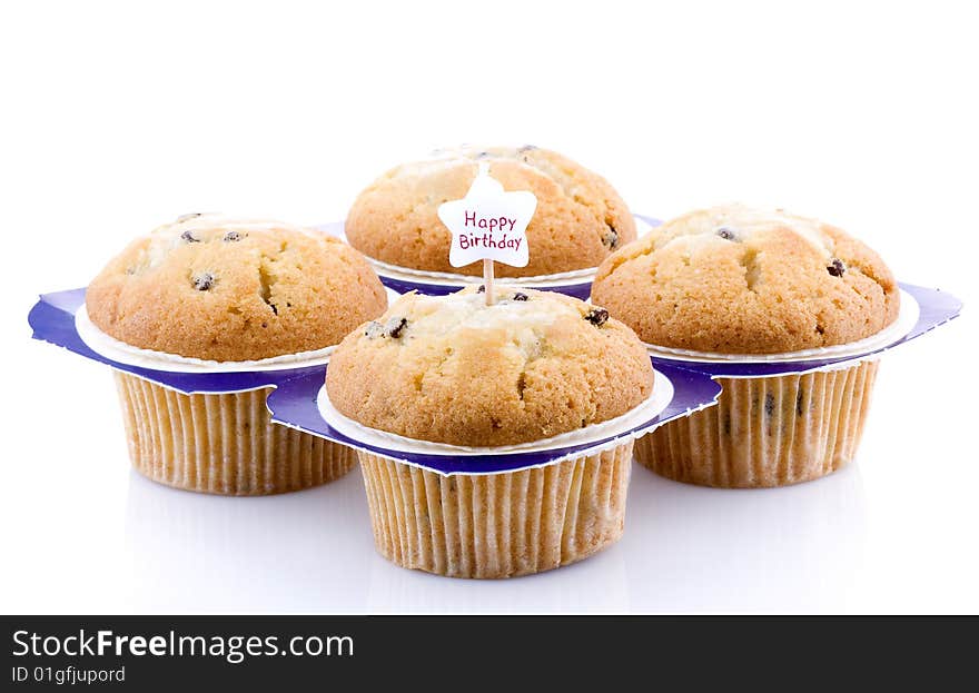 Tasty muffins isolated on white background