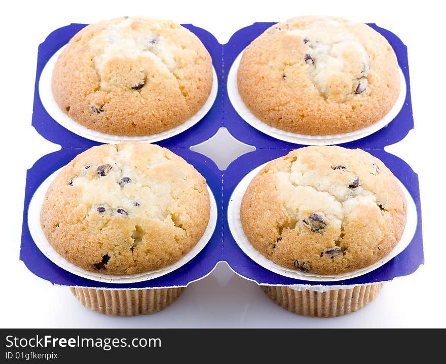 Tasty muffins isolated on white background