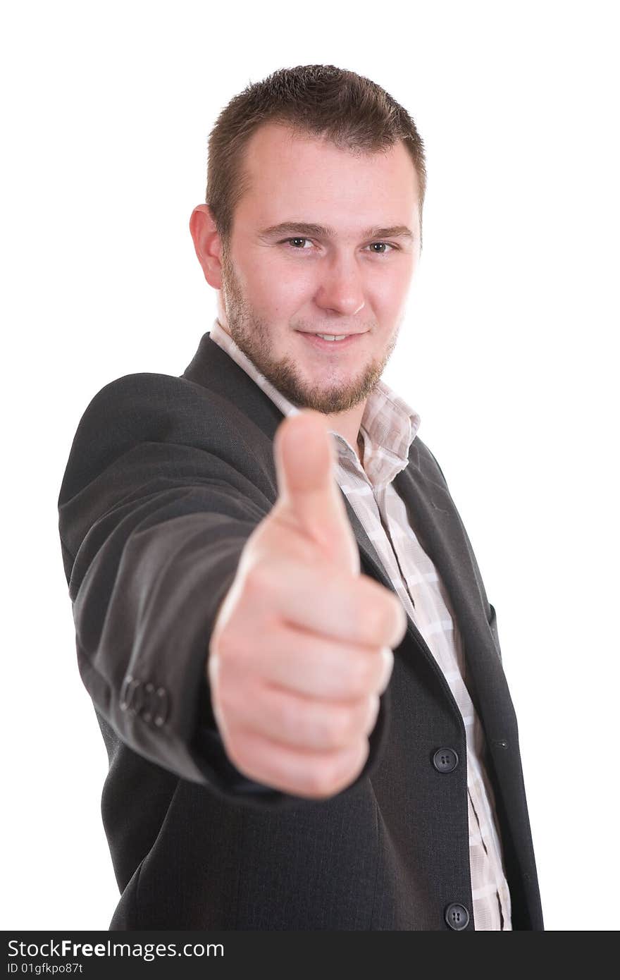 Happy casual man over white background