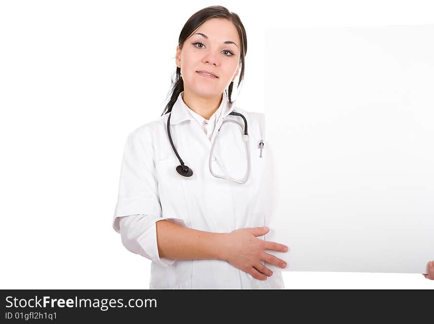 Female Doctor With Board