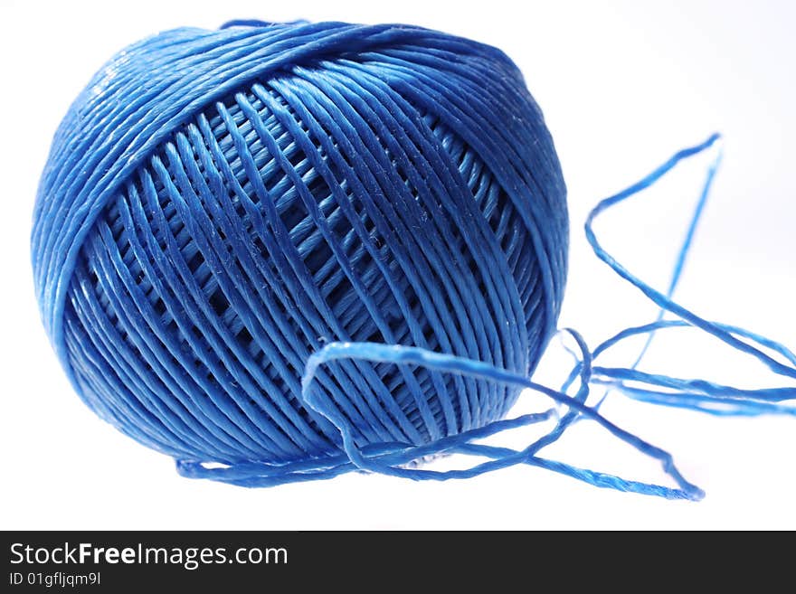 Close up from a blue ball of rope. Close up from a blue ball of rope