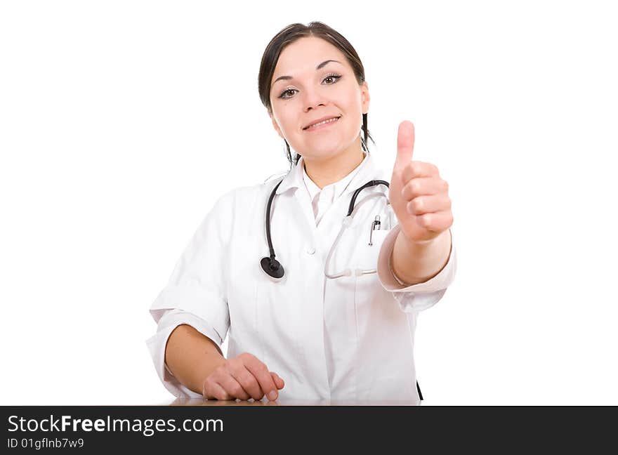 Female doctor at desk