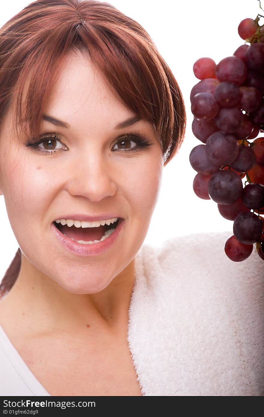 Woman with grapes