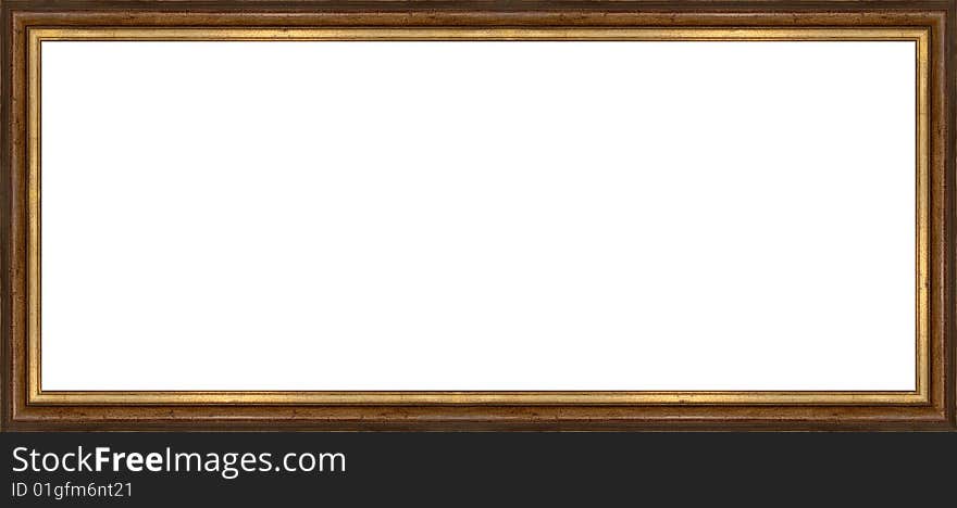 A picture gold frame on a white