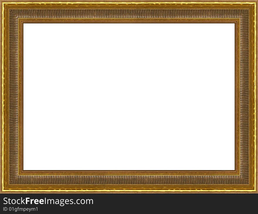 A picture gold frame on a white