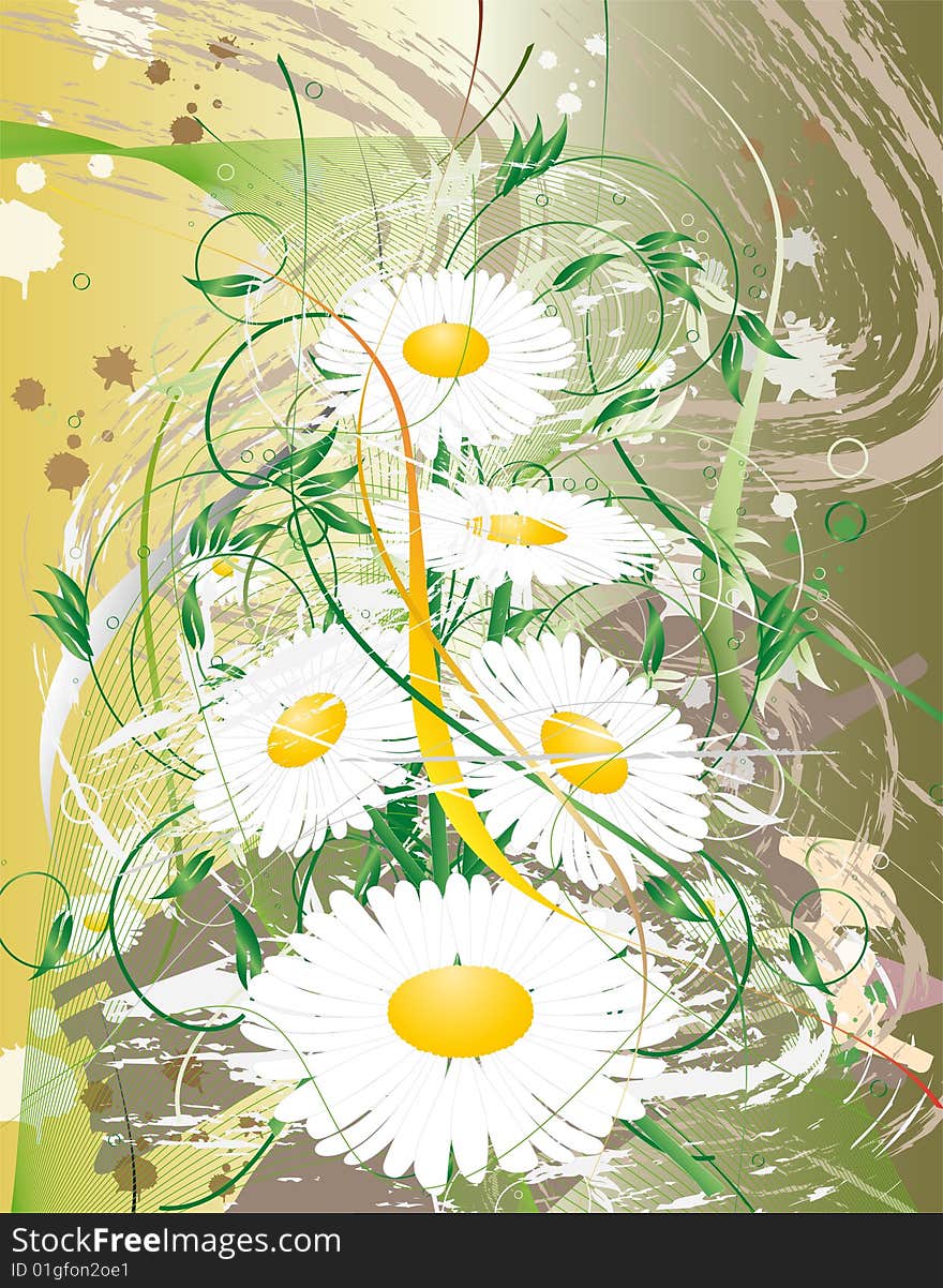 Illustration of flower grunge background. Illustration of flower grunge background