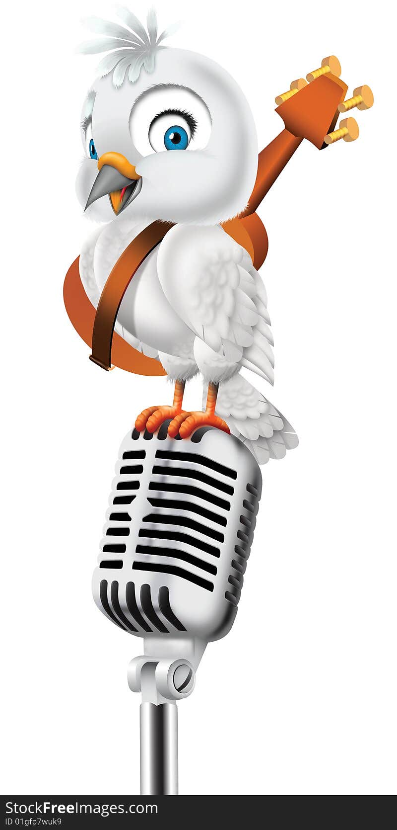 Digital drawing of a dove on a microphone. Digital drawing of a dove on a microphone